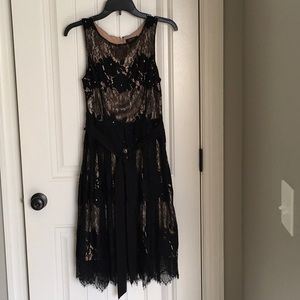 Tahiti Black Lace over Tan Lining Party Dress
